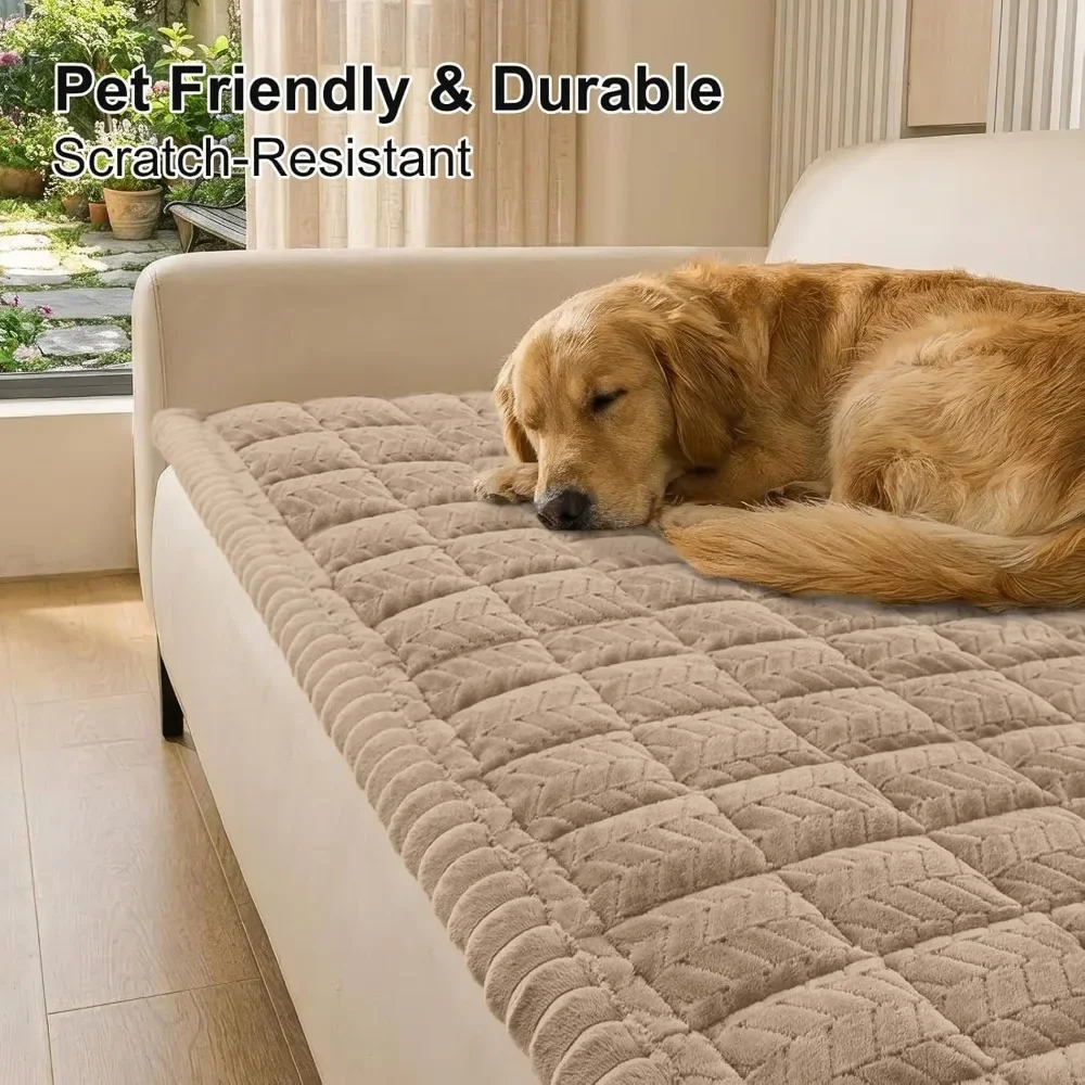 New Thickened Fluffy Non Slip Sofa Cover for Leather Sofa One Piece Cushion Cover Solid Wood
