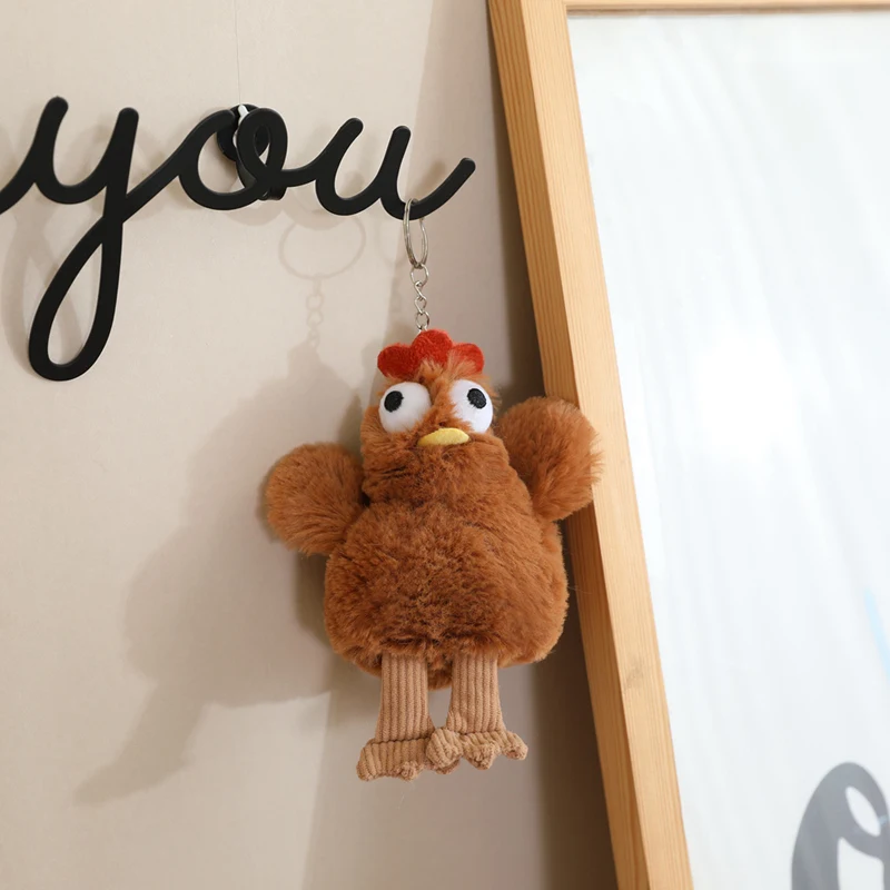 Cartone animato pollo peluche portachiavi ciondolo borsa decorazione appesa simpatico peluche gallina gallo bambola ornamento portachiavi auto regalo per bambini