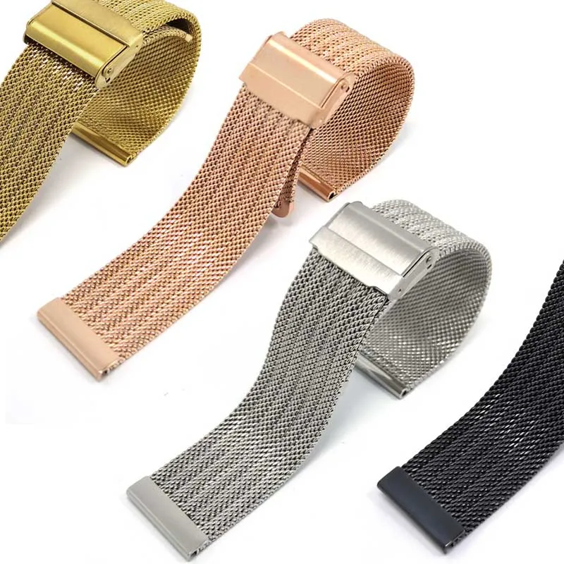 Сетчатый ремешок для часов «Миланская петля», браслет из нержавеющей стали для Samsung Galaxy, Huawei GT, DW, 18 мм 20 мм 22 мм 24 мм