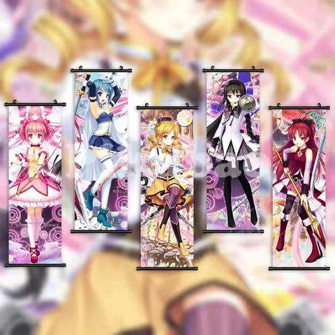 Wall Art Puella Magi Madoka Magica Pictures Anime Poster Scroll Akemi Homura Hanging Tomoe Mami Painting Canvas Print Home Decor