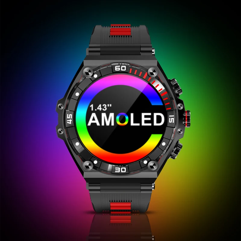 Military Outdoor Smart Watch 1.43 inch GPS Sport Watch 700 mAh Battery Screen Always Display Time Bluetooth Call Smartwatch Men
