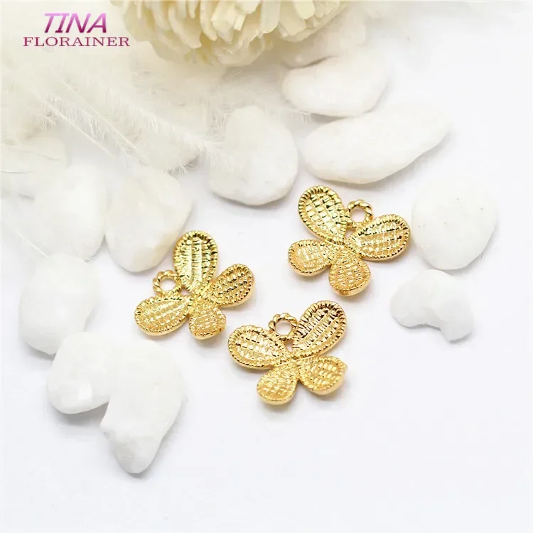 6PCS 13*11MM 14K Gold Color Brass Butterfly Charms Pendants High Quality Diy Jewelry Findings Accessories wholesale