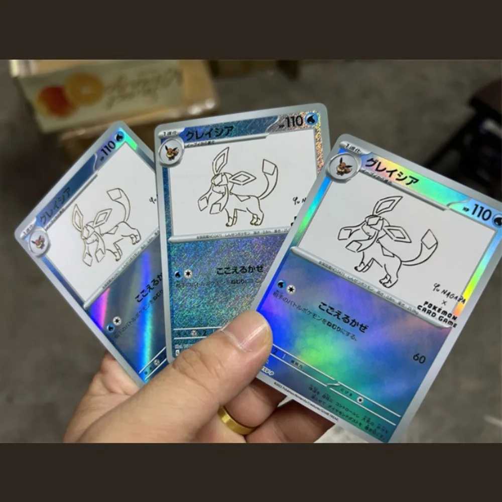 DIY Self Made Pokemons Yu Nagaba Co Branding Eevee Flash Card  Anime Color Flash Peripheral Game Collection Card Holiday Gift