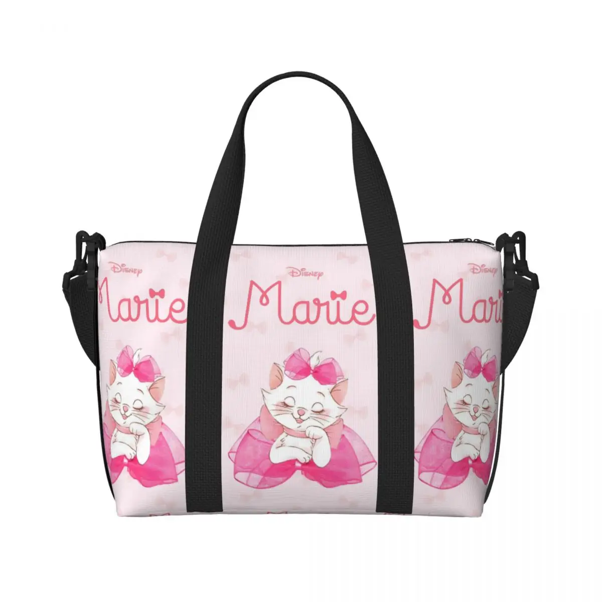 

Custom Marie Cat Tote Bag for Women Large Capacity Cartoon Movie Pink Kitten Film Beach Gym Travel Bags