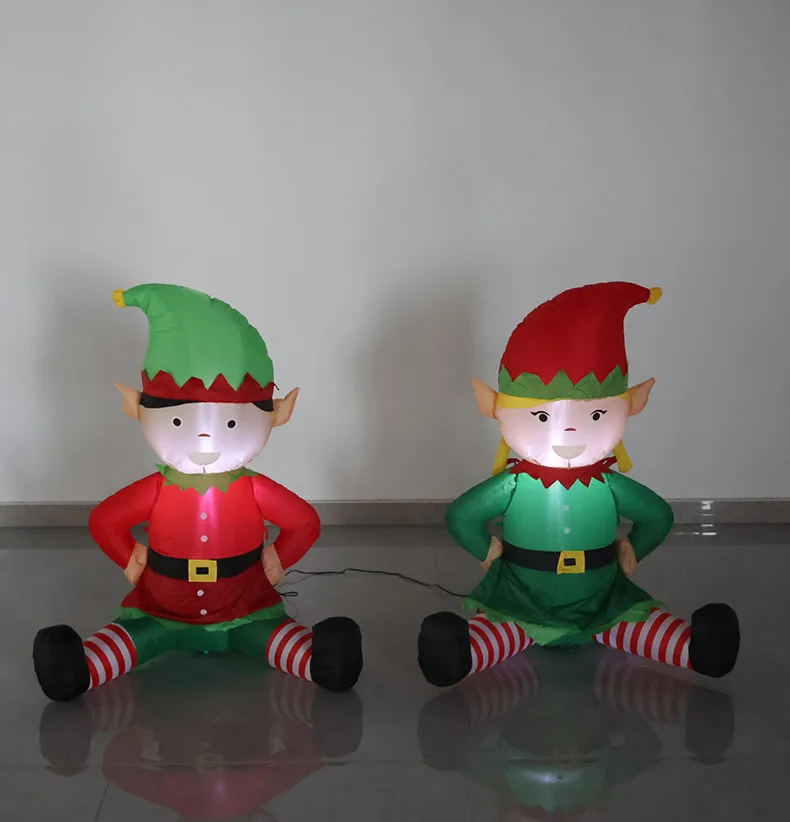 NUOVE decorazioni natalizie gonfiabili Ornamento per bambola elfo giocattolo gonfiabile natalizio per esterni illuminato a LED