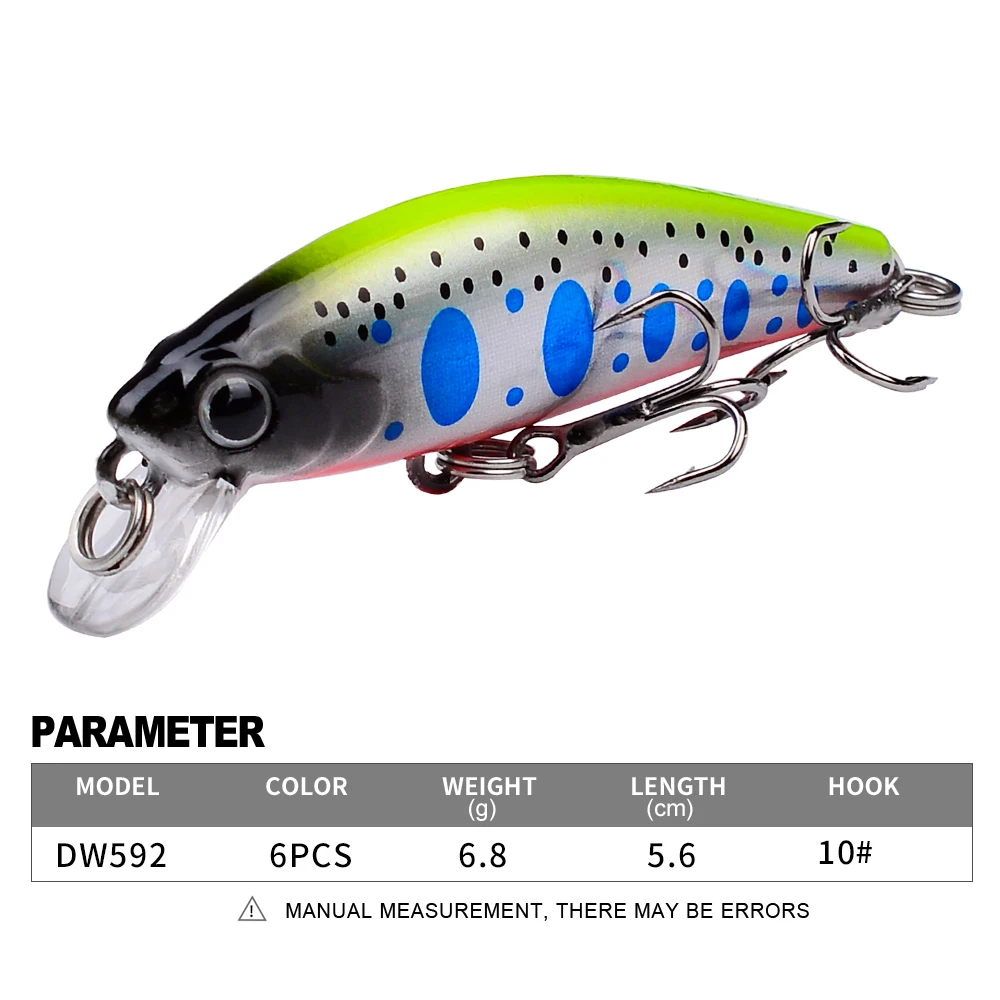 Proberos 5.6cm/6.8g Mini Sinking Minnow Fishing Lures Jerkbaits Peche Artificial Bait Wobbler Lure for Trout Bass Carp Fishing