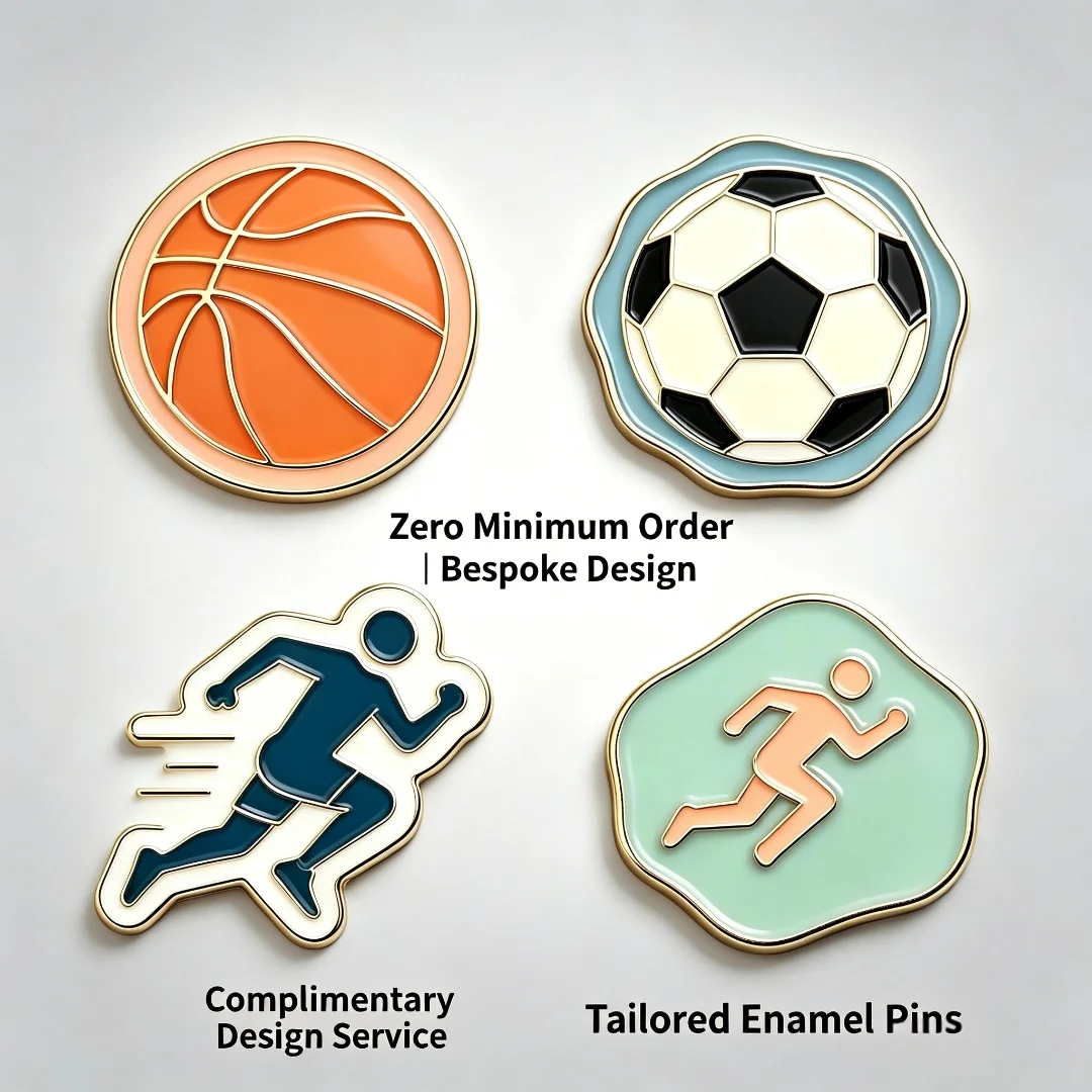 Custom Sports Enamel Pins Basketball Soccer Running Lapel Badge Brooch, Minimalist Athletic Enamel Pin for Backpack Jewelry Gift