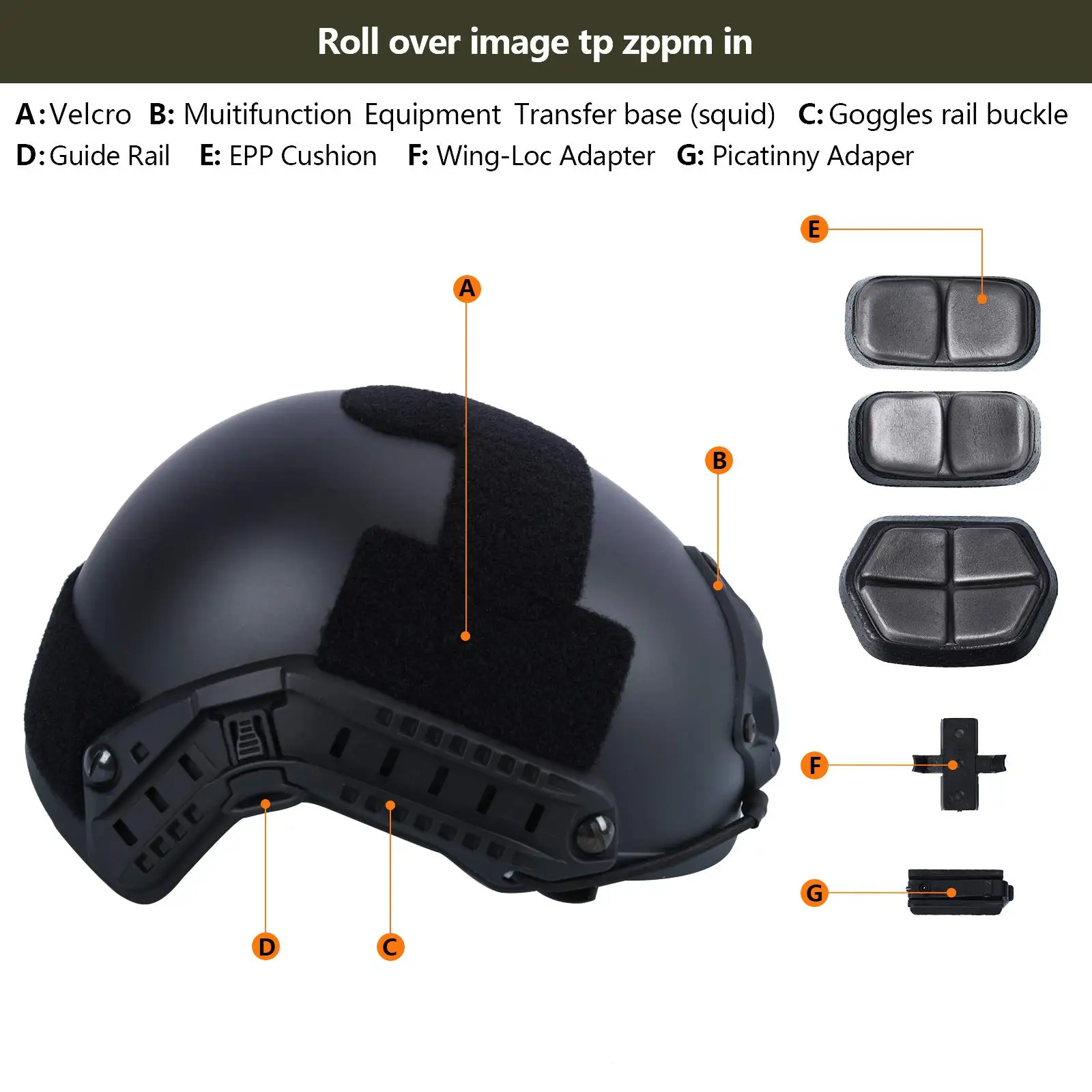 Imagem -04 - Booiu-capacete Tático de Salto Rápido mh para Jogo de Caça ao ar Livre Capacete Abs com Trilhos Laterais Airsoft Paintball Protetor