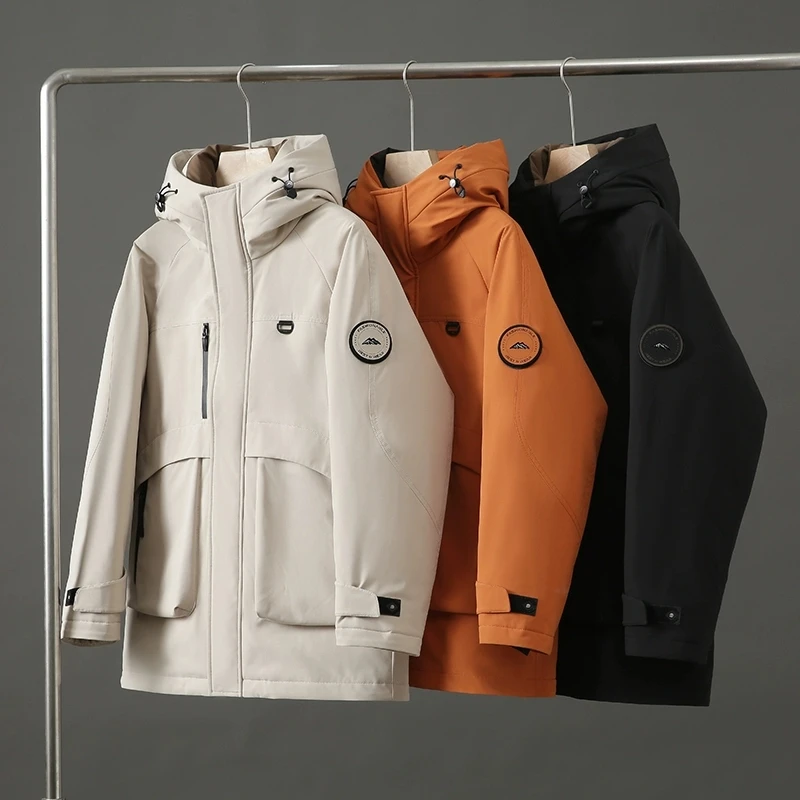 

Sle Men's down Jaet 90% Du down Hooded Loose Fit Windproof Warm Faionable Autumn Winter Outerwear