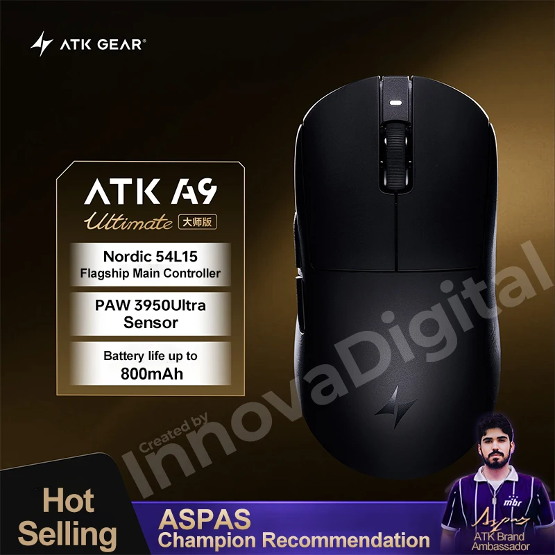 ATK Dragonfly A9 Ultimate draadloze gamingmuis A9 Air PAW3950 Ultralichte ergonomische e-sports gamer FPS-muis CSGO A9 Ultra