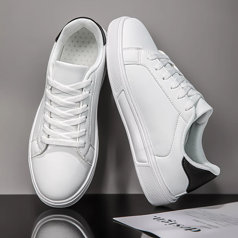 Business Casual Herrenschuhe Weiche Damenschuhe Bequeme lässige PU-Lederschuhe für Herren Herbst Solid White Herren Sneakers