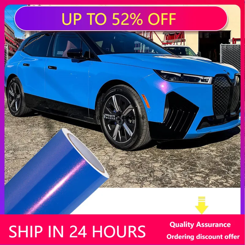 

quality Gloss Diamond Blue Red Color Fliper Car Wrap Film Auto Plastic Auto Plastic Assurance Air passage pattern Stickers