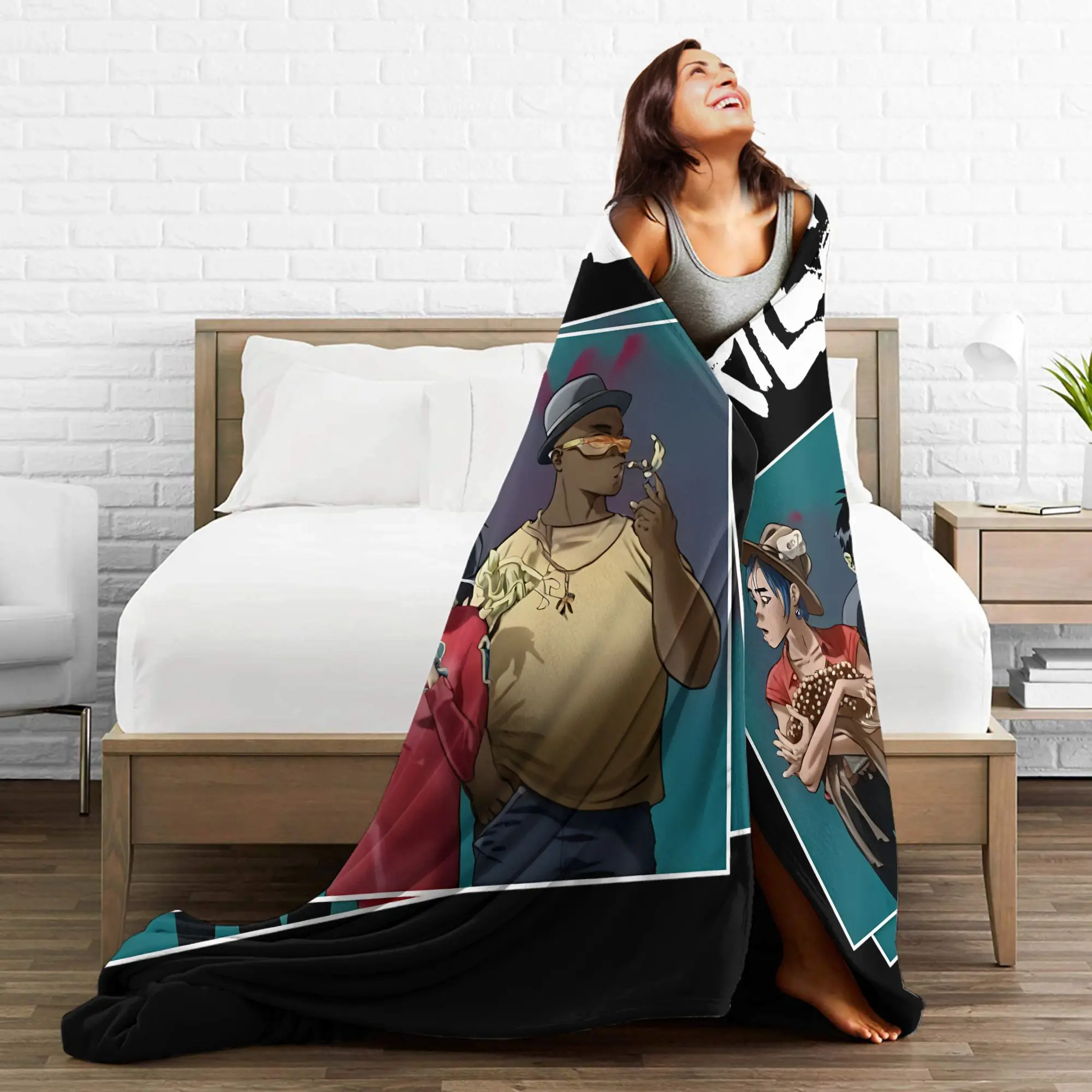 Punk Band Gorillaz Dekens Fleece Zomer Airconditioning Multifunctioneel Super Warm Gooi Dekens voor Beddengoed Autotijt Stuk