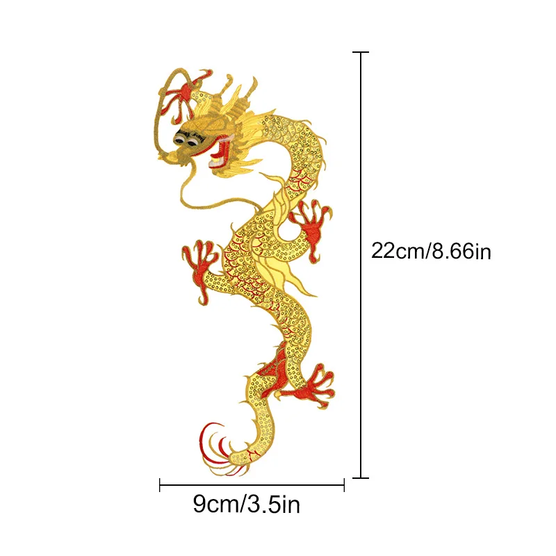 Toppa drago ricamata vestiti in stile cinese ferro su adesivi drago colorato Applique per cappotto pantaloni accessori per cucire