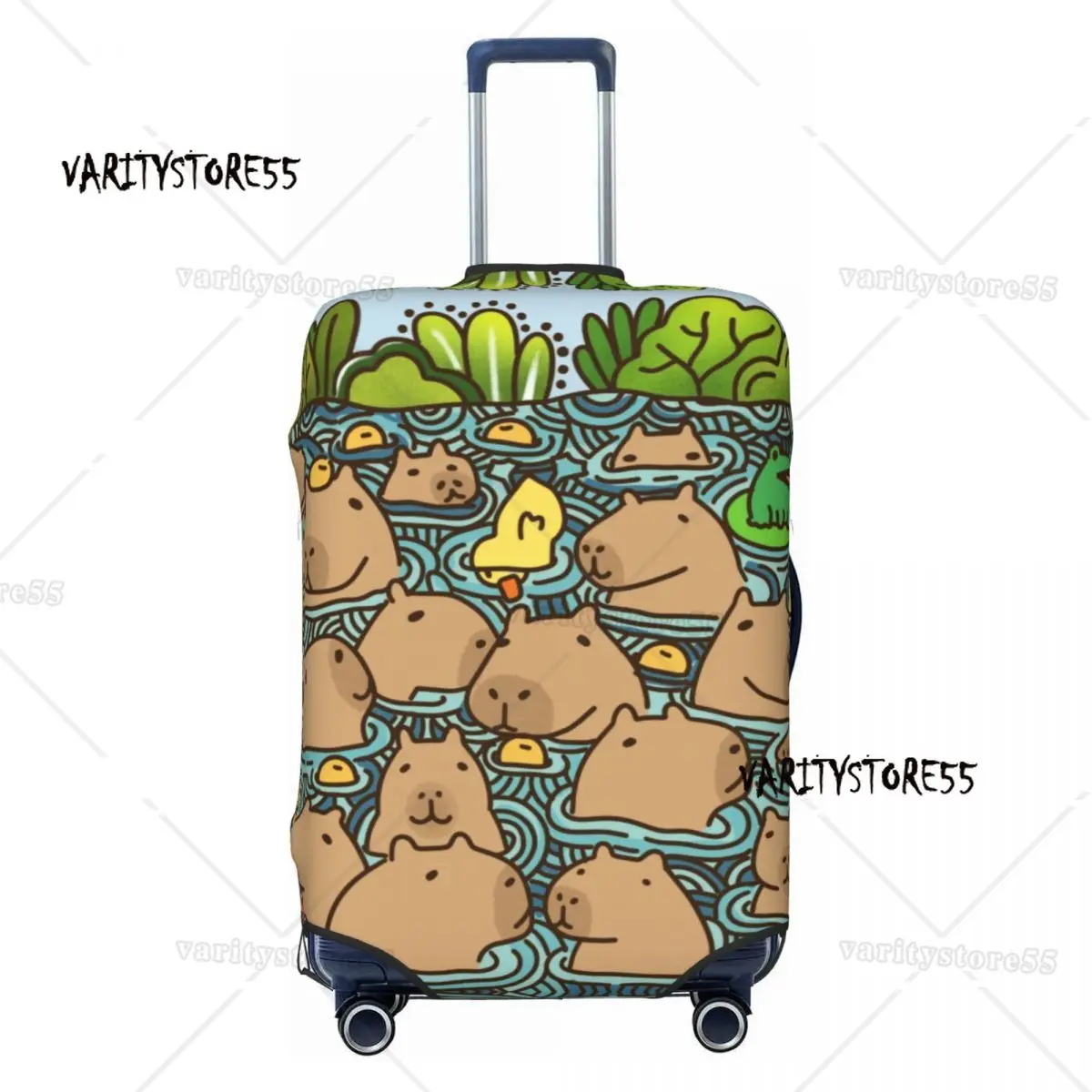 Custom A Pond Full Of Capybara Luggage Cover Cute Suitcase Protector Covers Suit For 18-32 inch