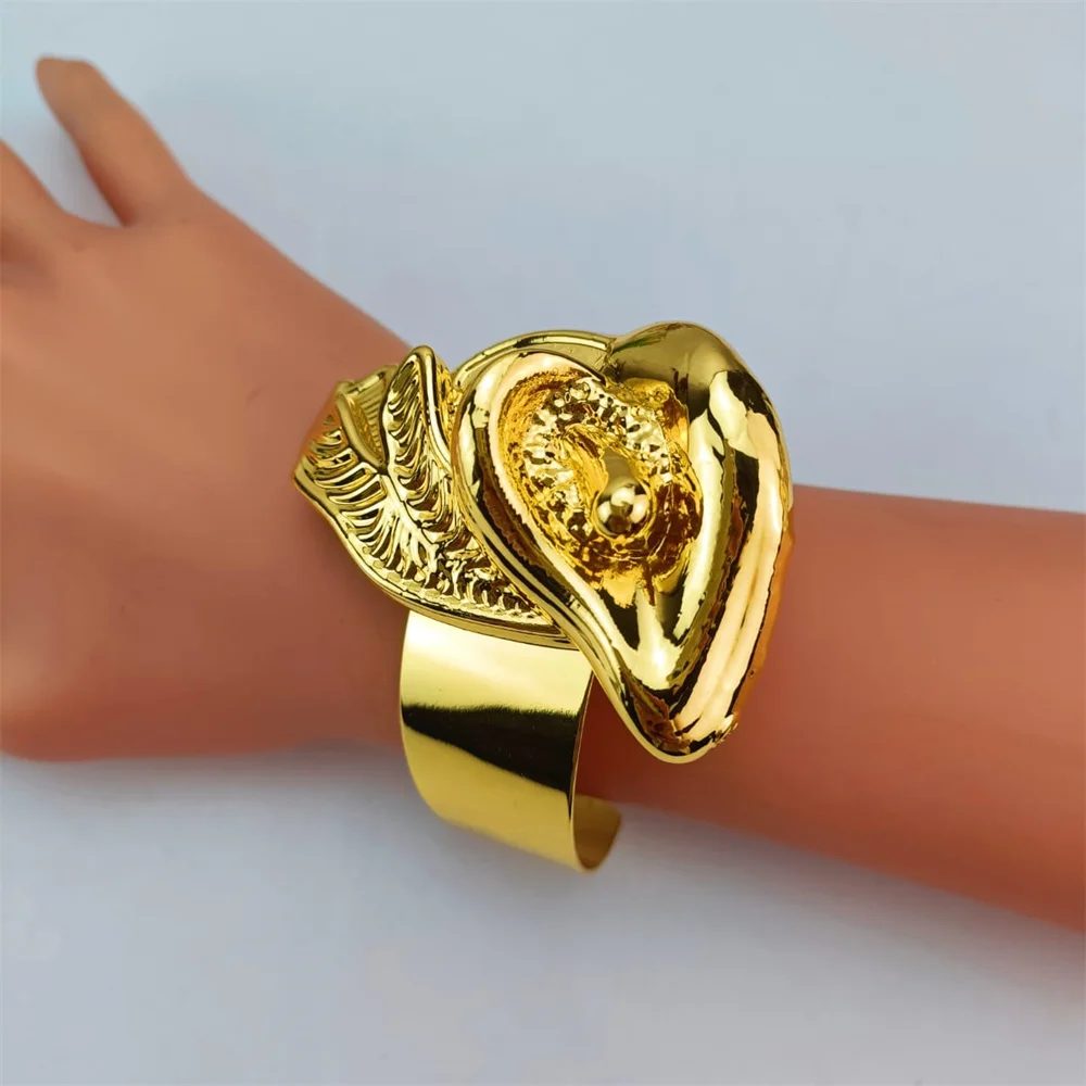 مجموعة مجوهرات زفاف إفريقي للنساء ، قلادة كلاسيكية كبيرة جريئة ، أقراط جميلة ، إيطالية ، دبي ، لون ذهبي ، نيجيري