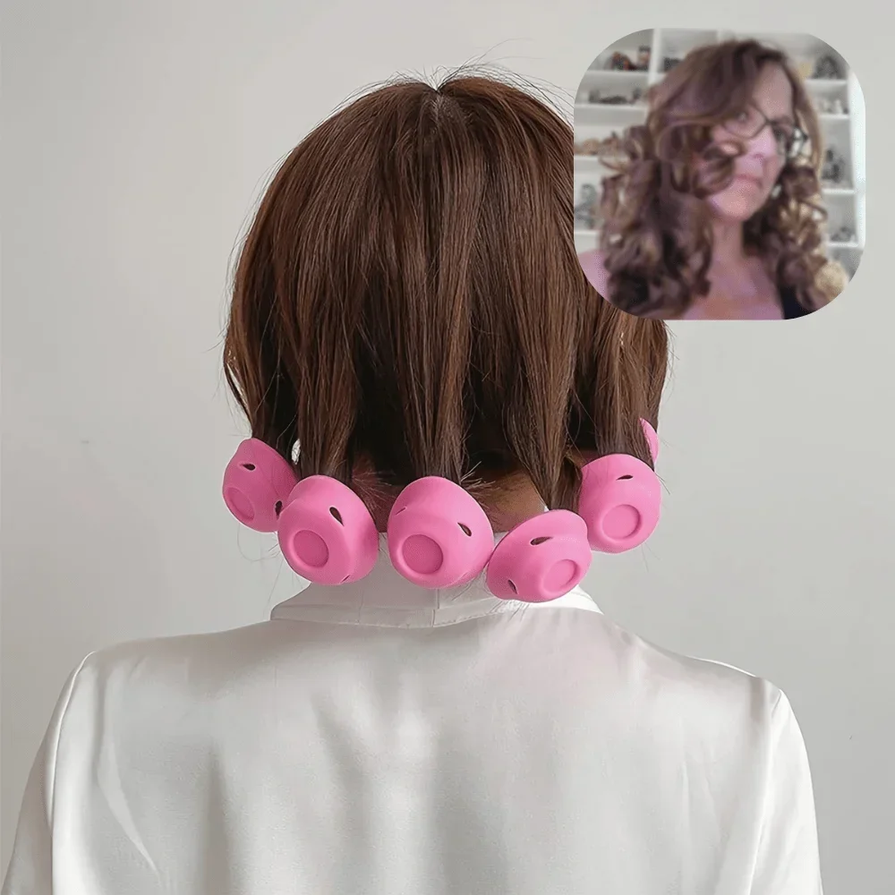 20pcs Silicone Hair Curling Rollers Set with Mushroom & Bell Shapes Spiral Design Soft Shell Construction Easy Removal DIY Curls