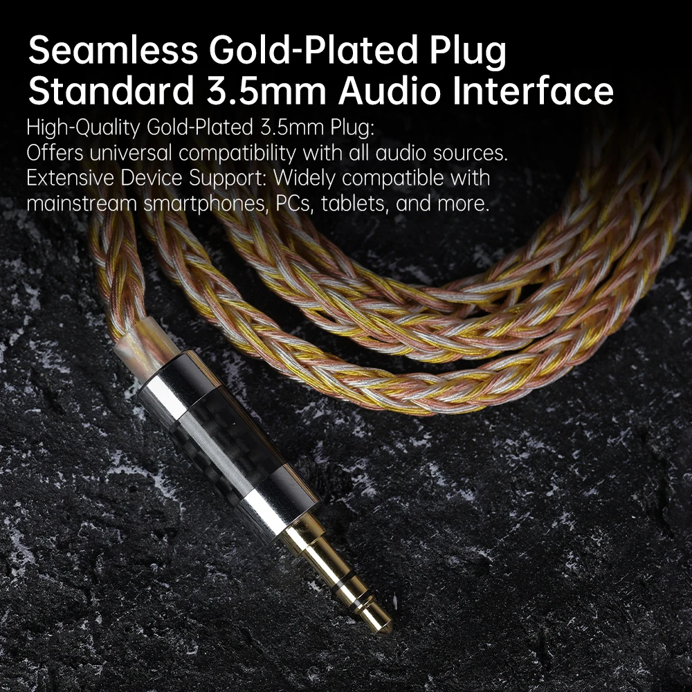 CCA high-purity 8-strand 784 oxygen free copper core braided headphone cable with 0.78Cpin suitable for KZ/ND/CCA headphones view 3