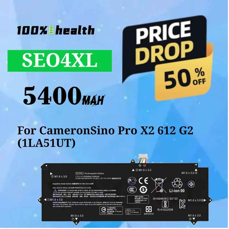 

SE04XL 5400mAh Laptop Batteryfor HP CameronSino Pro X2 612 G2 (1LA51UT) Lithium Rechargeable Battery