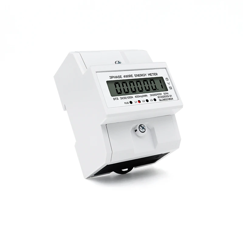 Imagem -04 - Digital Lcd Display Wattmeter Consumo de Energia Medidor Elétrico de Energia Trilho Din Fases Fios Kwh 3x30 100a 230v 50hz 60hz Dts024