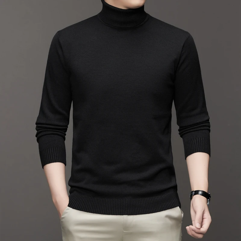 

2025 Autumn and Winter New Men's High Neck Casual Warm Wool Sweater Youth Men's High Neck Sweater Base Sweater