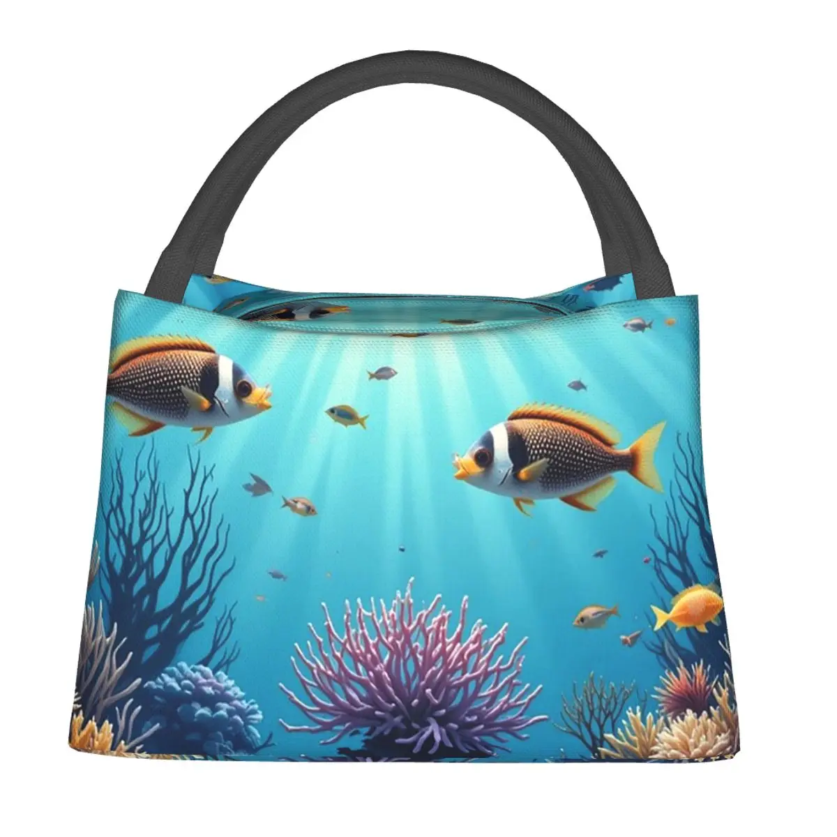 

Underwater Coral Reef Fish Insulated Lunch Bag for Women Kids Leakproof Food Boxes Thermal Lunch Box Tote