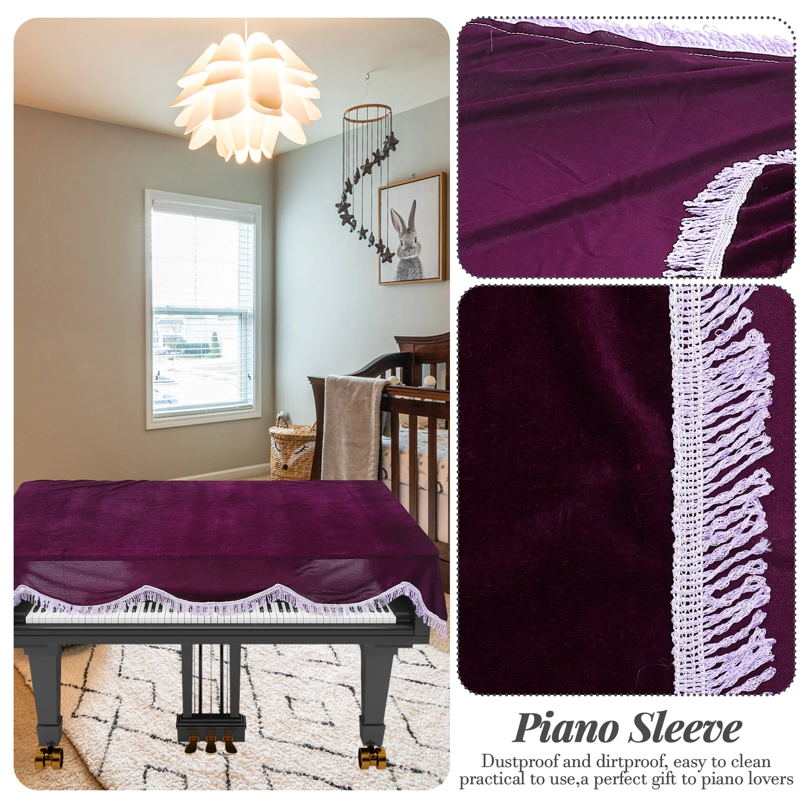 

Piano Electric Cover Chic for Accessories Keyboard Dust Covers Protective Cloth Purple Keyborad Electronic Accessory