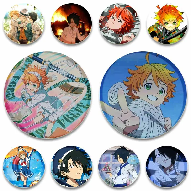 

Creative Anime The Promised Neverland Brooches on Backpack Hat Accessories Personalized Cartoon Round Pins Jewelry Badges Gifts