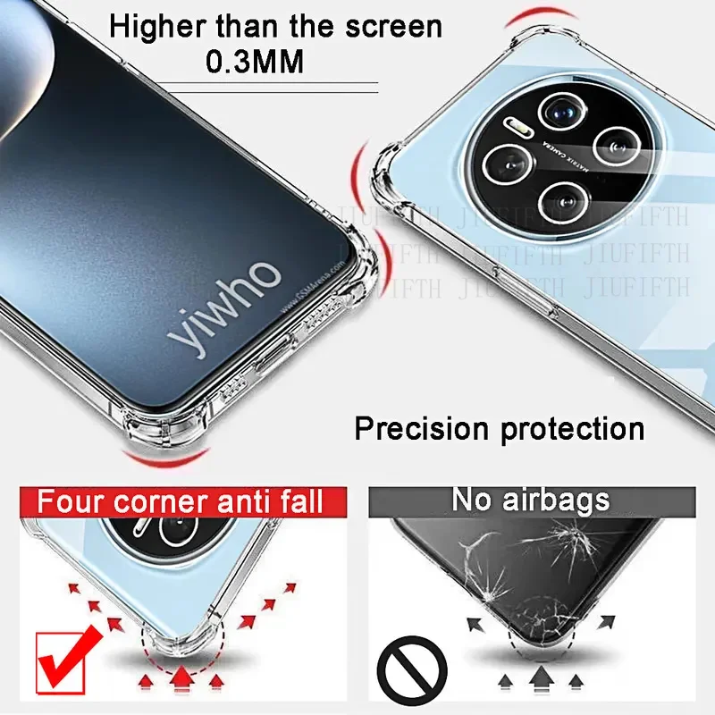 Shockproof Clear Soft Phone Cases For Huawei Honor Magic7 Pro Magic 7 6 5 Mate 70 Mate70Pro Case Transparent Back Cover Coques