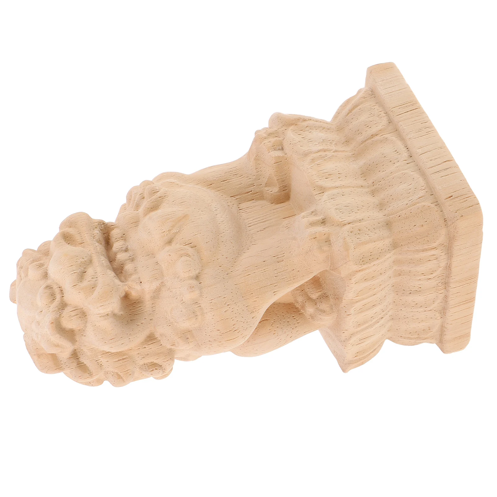 

Garden Bridge Column Lion Statue Figurine Sculpture Animal Micro Landscape Chinese Decor Wood Carved Solid Small Prosperity