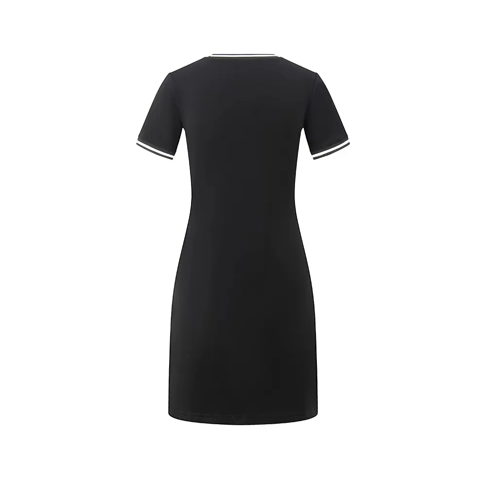 JHJN-T-shirt manches courtes brodé pour femme, robe mi-longue, slim, polyvalent, été 2024