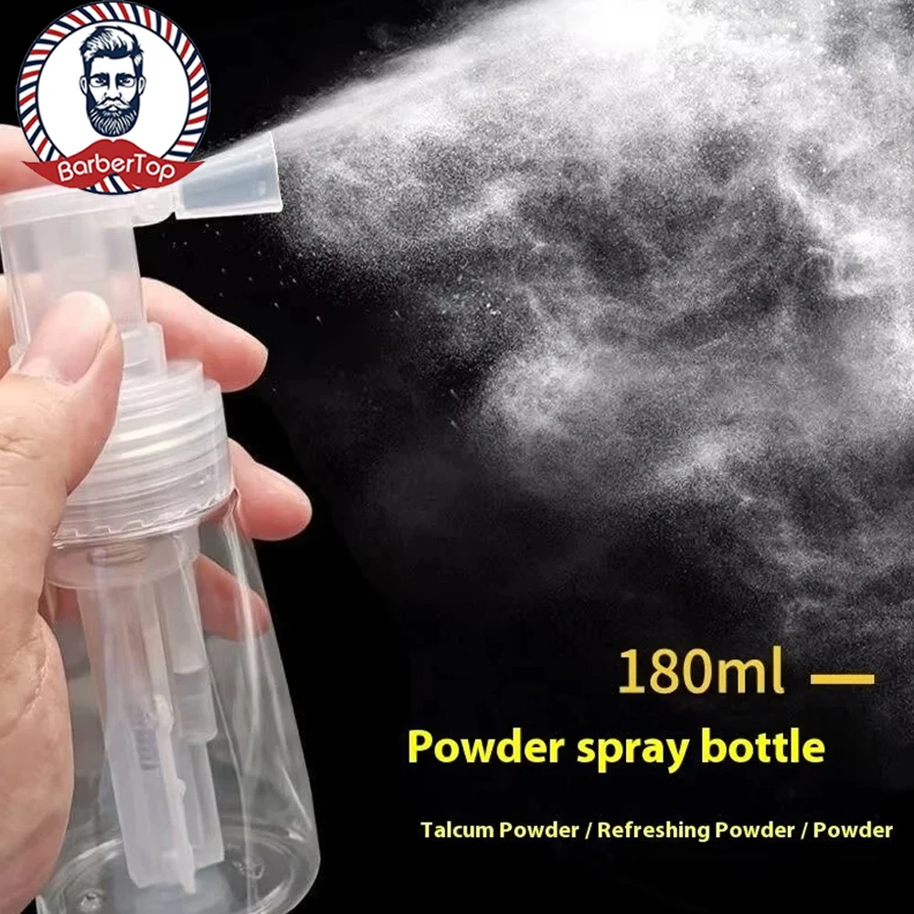 180ML Barber Spray Bottle Refillable Hair Salon Talcum Powder Container Styling Tools for Barber Top