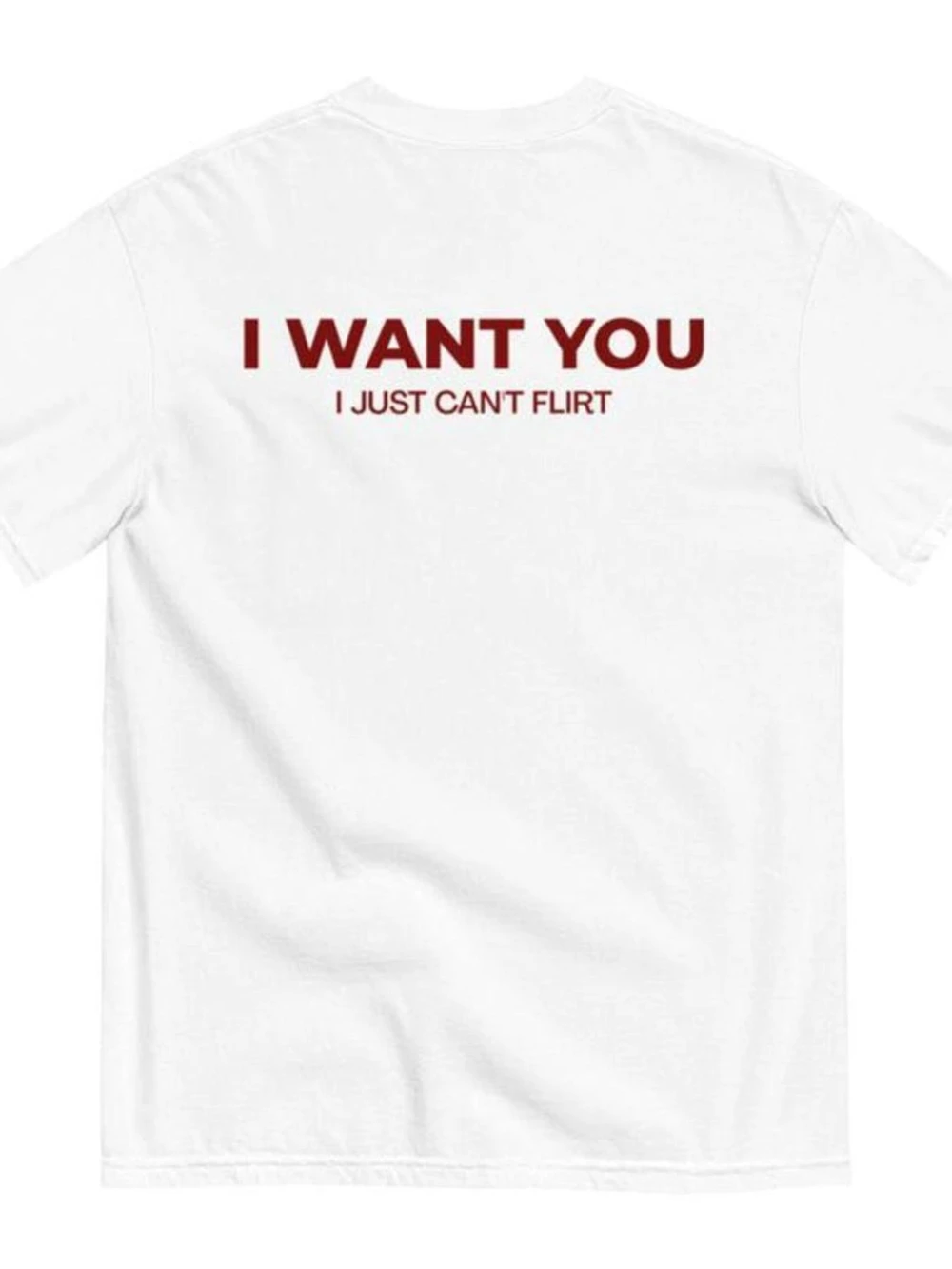 Camiseta informal con cuello redondo y estampado con un divertido eslogan unisex, camisetas para hombre para el verano, con la frase "I Want You But I Just Can't Flirt"