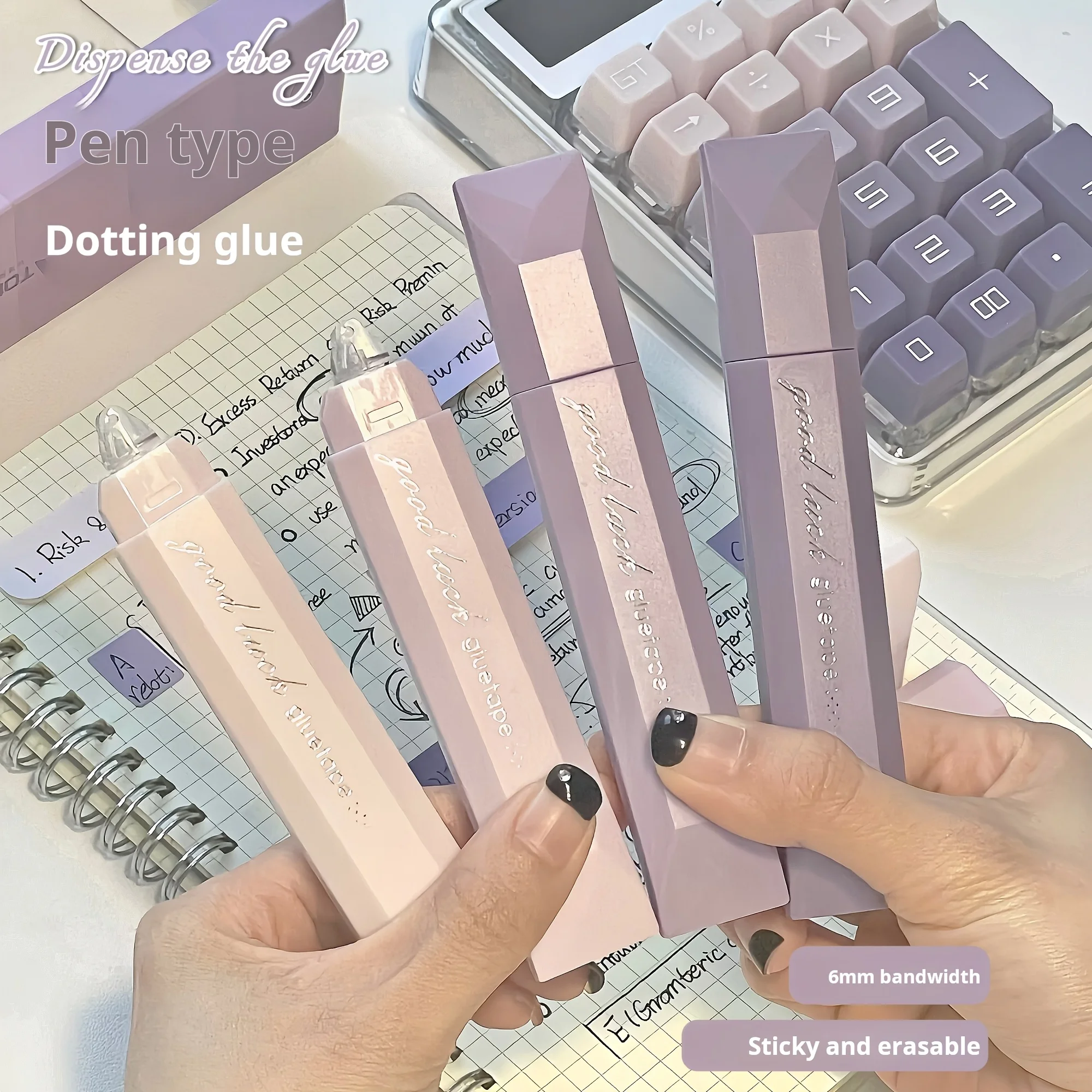 4 قطع أقلام توزيع ذات سعة كبيرة على الوجهين، لاصقة سلسة، مناسبة لسجلات القصاصات والقرطاسية المكتبية DIY