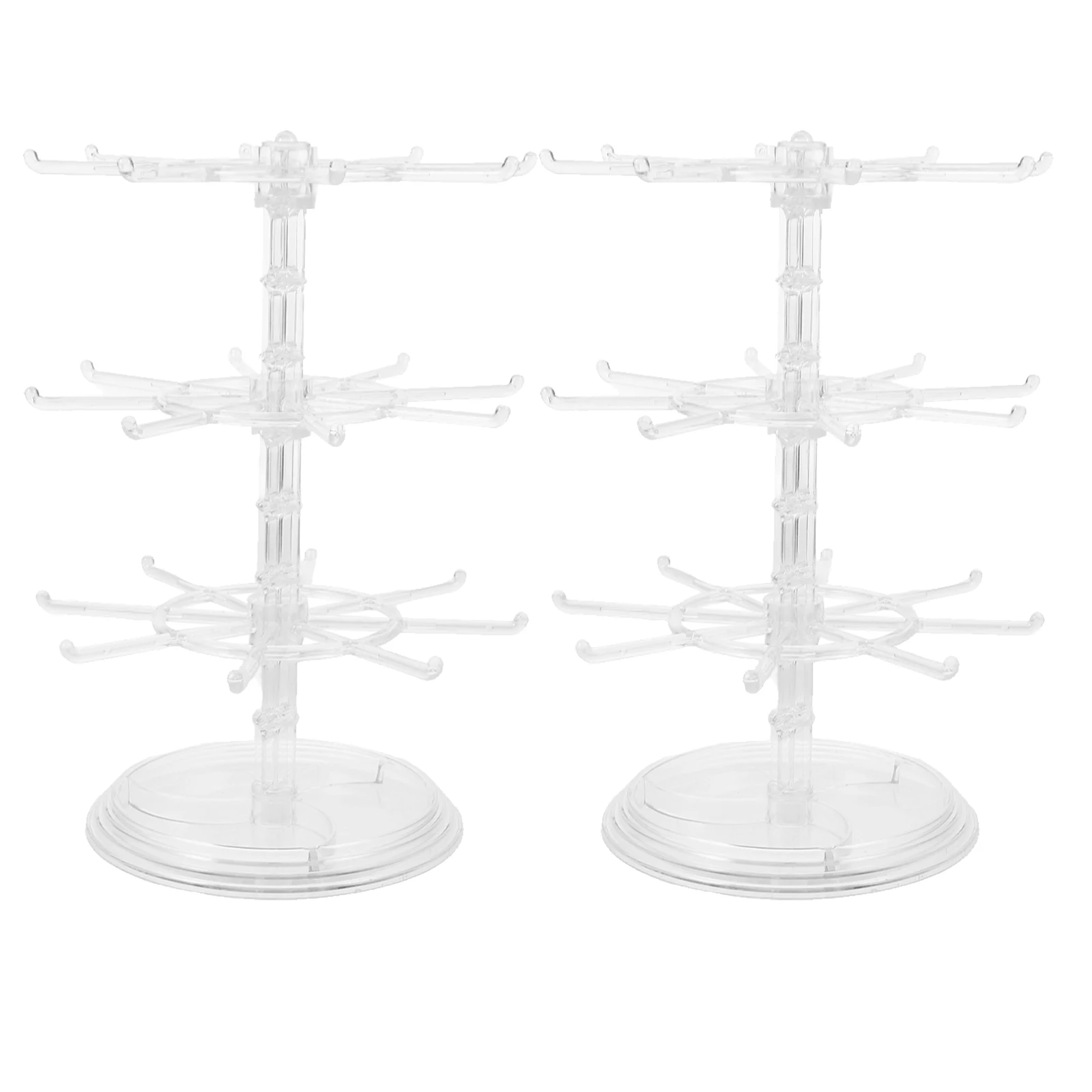 

2pcs Clear 3 Tier Rotating Jewelry Organizer Stand Space Saving Multi Layer Storage Rack For Necklaces Bracelets Earrings