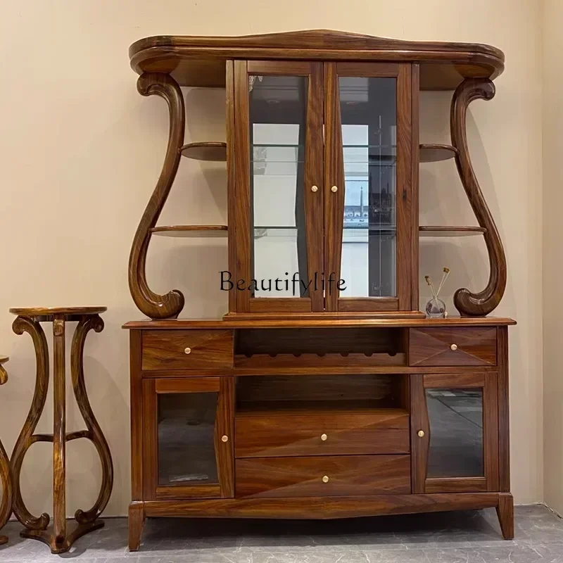 

New Chinese ebony wine cabinet Solid wood dining side cabinet Against the wall Display storage cabinet