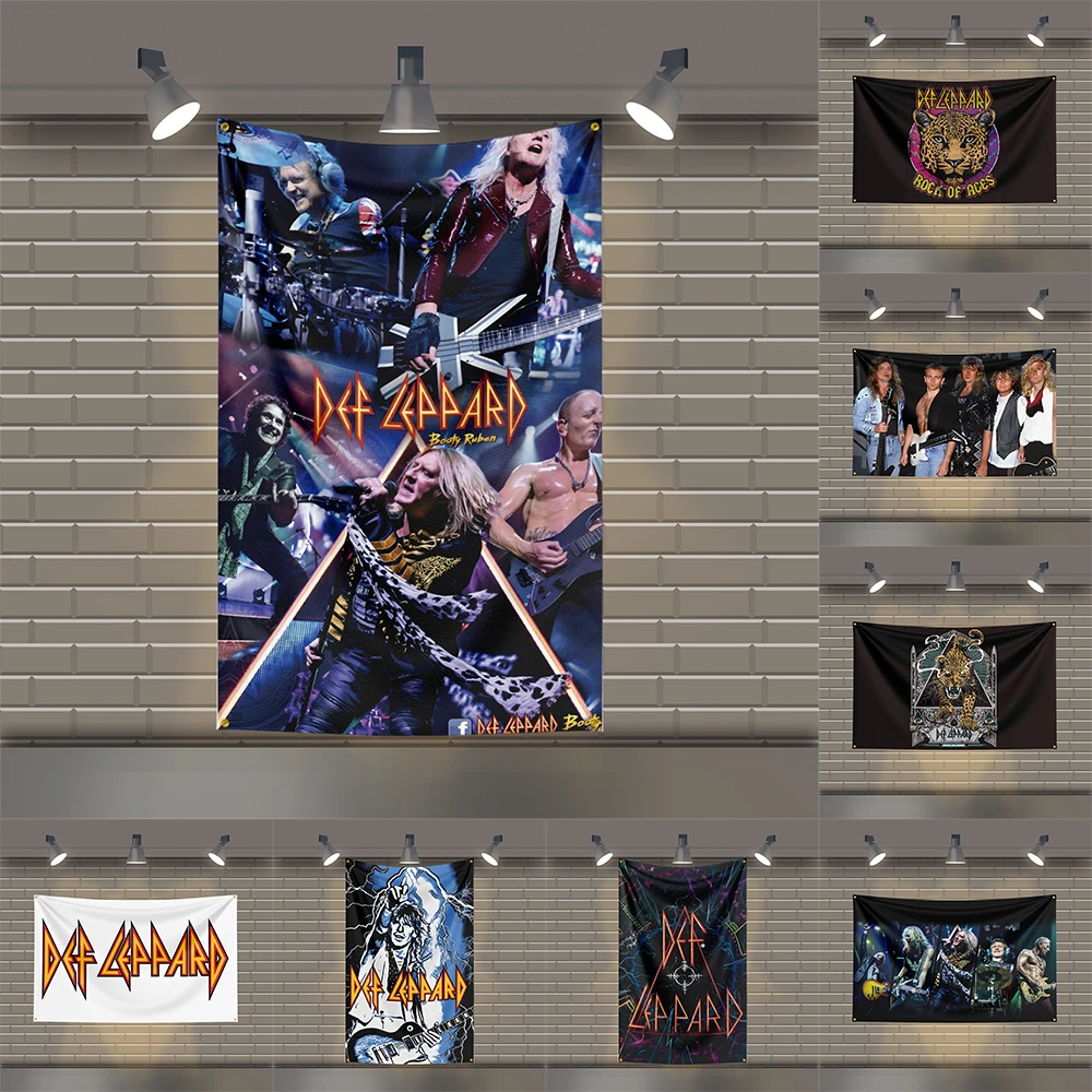 

3x5 Ft D-Def-L-LeppardS Heavy Metal Band Flag Rock Music Wall Banner for Bedroom Studio Bar Concert Outdoor Decor