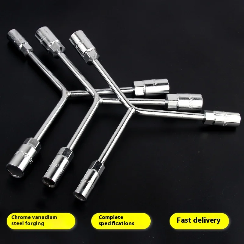 Extended Y-Shaped Socket Wrench 8-10-12 Automotive Repair Tool Labor-Saving Multi Specification Three-Way Socket Wrench