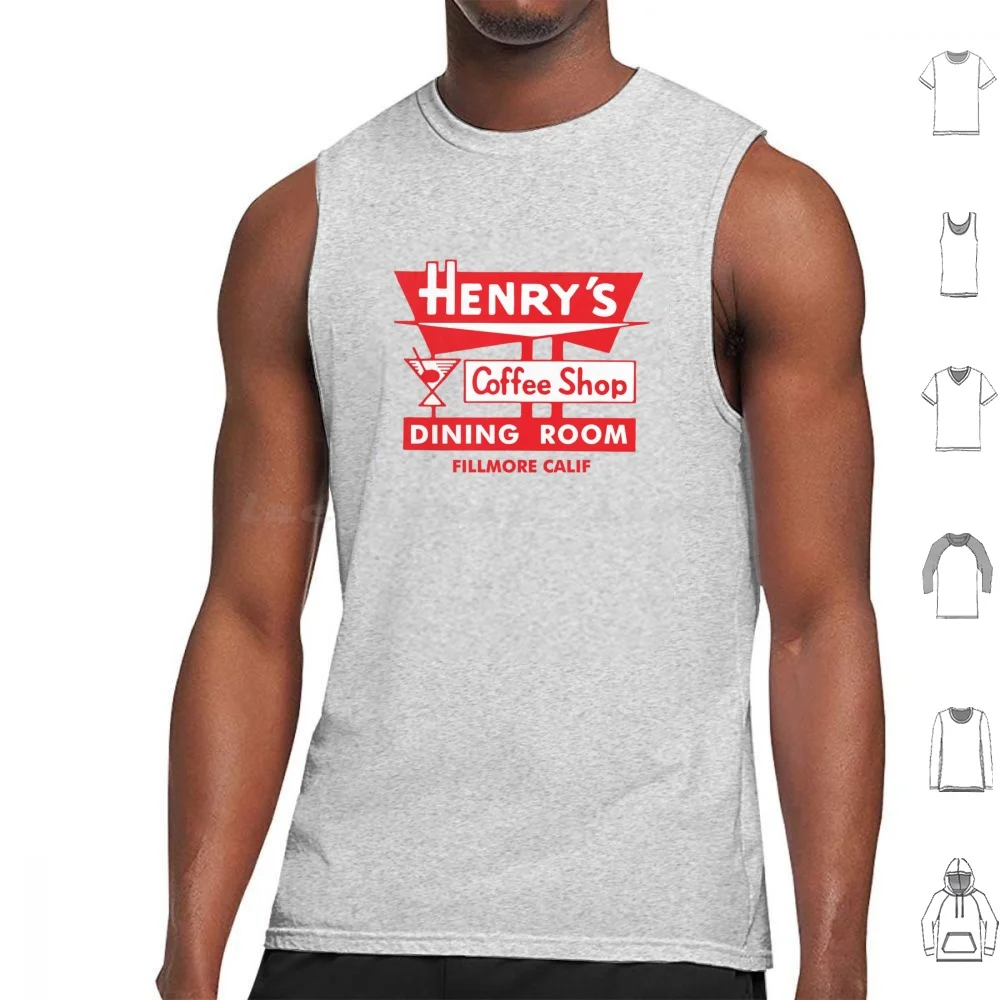 Henry's Tank Tops Print Cotton Henrys Coffee Restaurant Fillmore Ventura Googie Midcentury 60s Los Angeles California