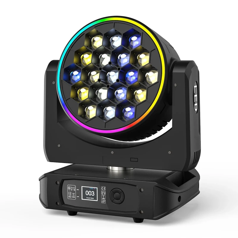 

19 больших пчелиных глаз со световым кругом, встряхивающейся головой, окрашивающий свет, светодиодный вращающийся луч, бар, сценический свет, красочная атмосфера