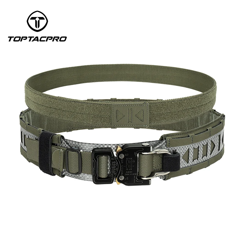 

TOPTACPRO Tactical 2" Belt with Quick Release Metal Buckle D-ring Outdoor Work Sports Hunting Hiking 8402