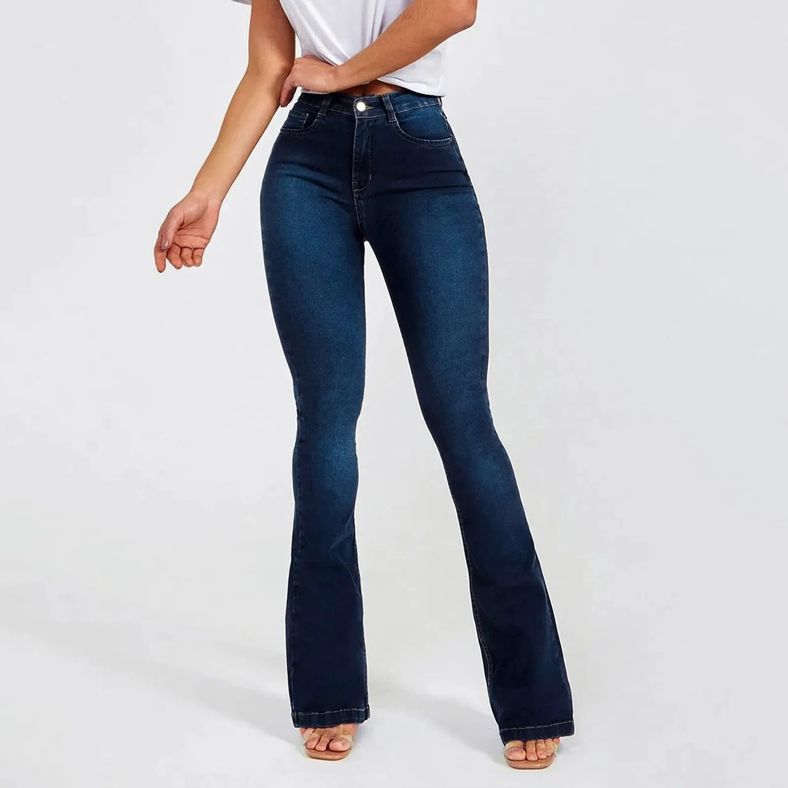 Mode Frauen Hosen hohe Taille ausgestellt Jeans blau dünne Streetwear y2k Vintage Harajuku Kleidung weibliche sexy tägliche Hosen