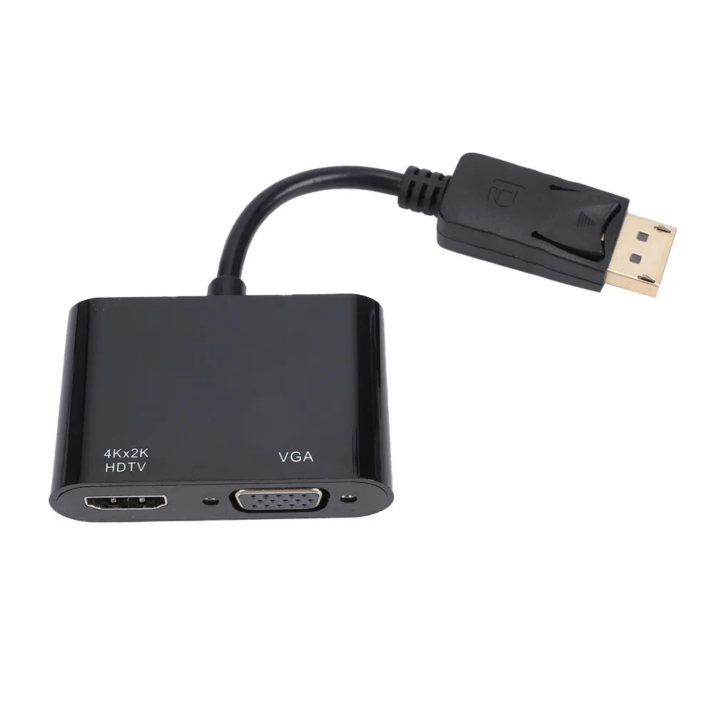 2 in 1 Design DisplayPort Adapter No Driver Required Compact Form Factor Converter Hub Dual Output Plug and Play