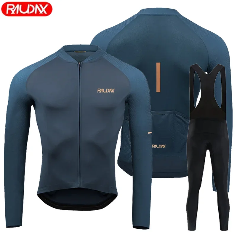 2023 Raudax Men\'s Summer Long Sleeve Cycling Jersey Set Breathable MTB Maillot Ropa Ciclismo  Spring and Autumn Cycling Clothing