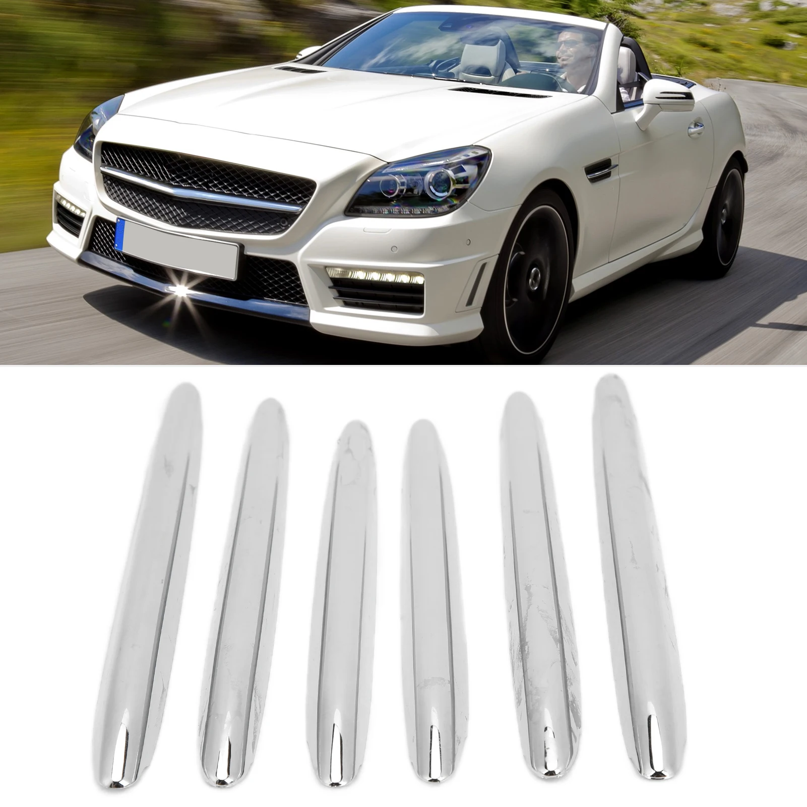 Chrome Car Engine Hood Vent Grille Cover Trim Parts Replacement for Mercedes  R172 SLK 2011‑2019 Exterior Accessories