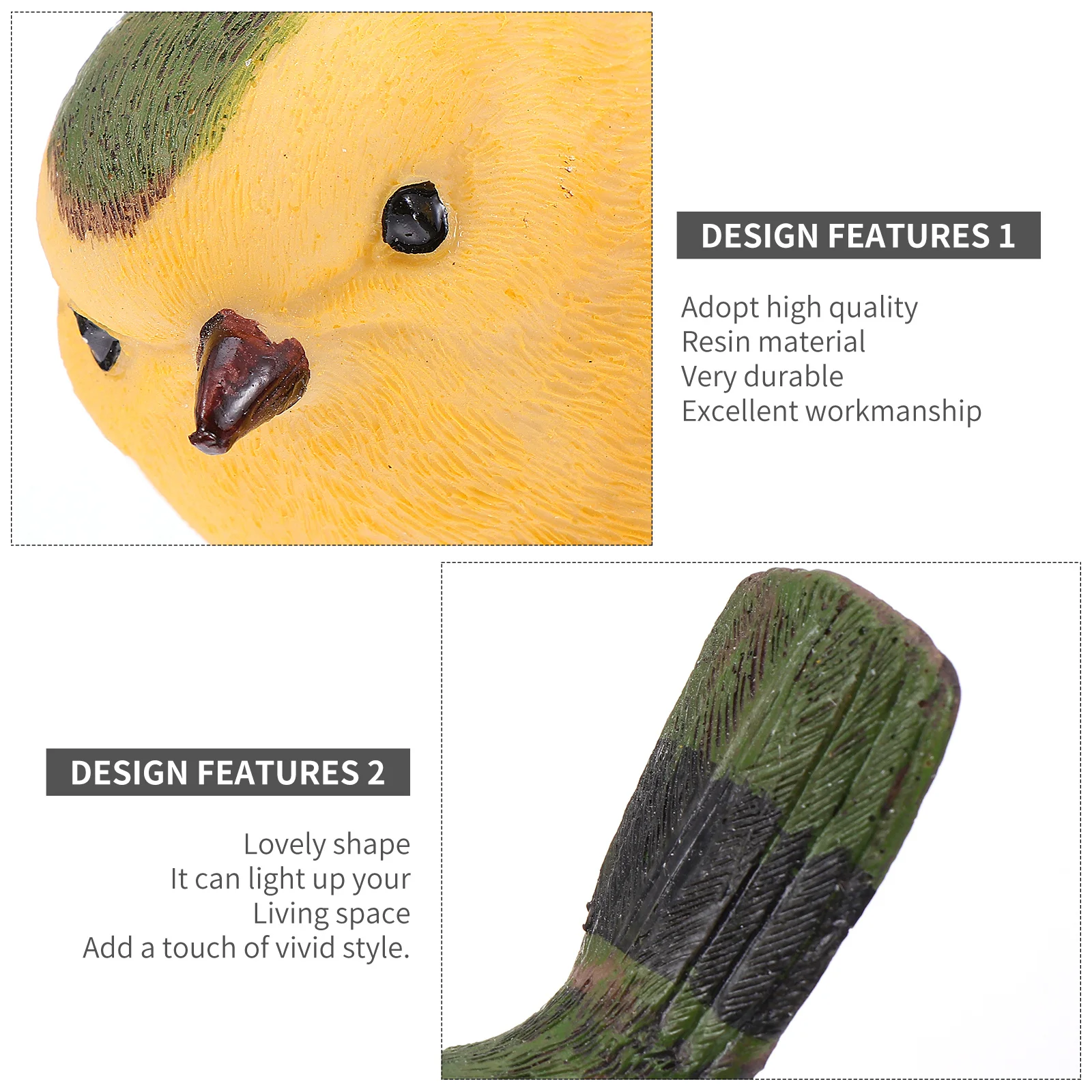 

3Pcs Environmental Friendly Bird Adornments Resin Crafts for Home Office Gifts Bird Decors Garden Birds Micro Landscape Birds