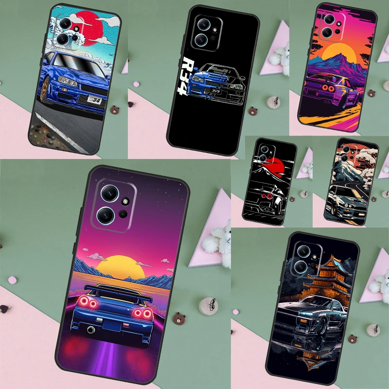 Skyline GTR R34 Cover Phone Case For Xiaomi Redmi Note 9 8 10 11 12 Pro 11S 10S 9S 12S Redmi 12 9C 10C 12C