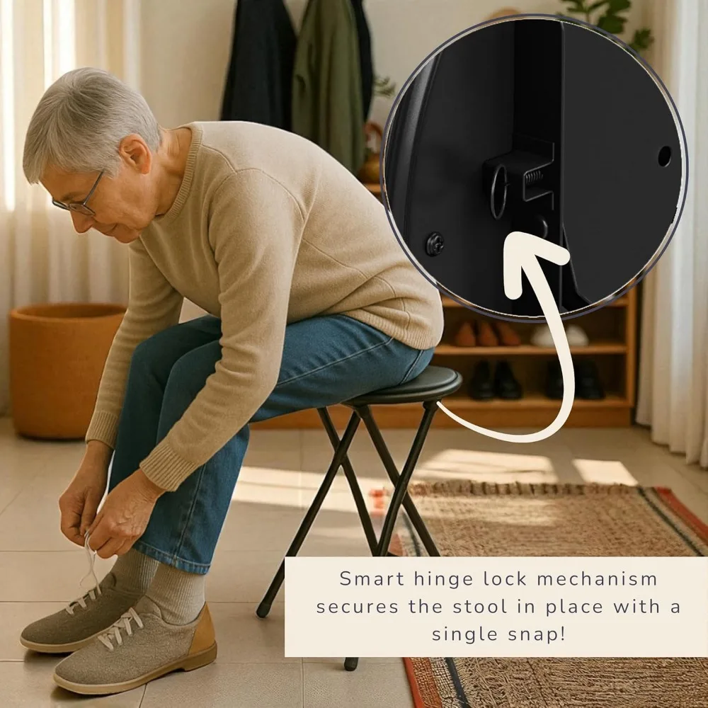 Set of 2 Black Folding Bar Stools, 24-Inch Height, 225lb Capacity for Kitchen or Game Room