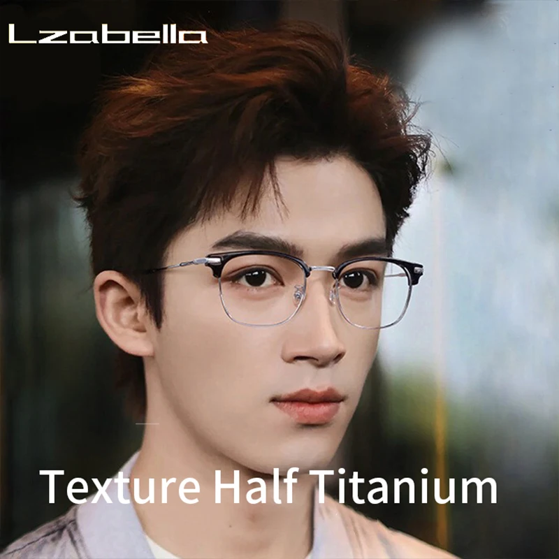 

Lzabella 2025 New Men's Square Frame Fashionable Eyebrow Line Half Frame Glasses High-Quality Prescription Glasses 3389H