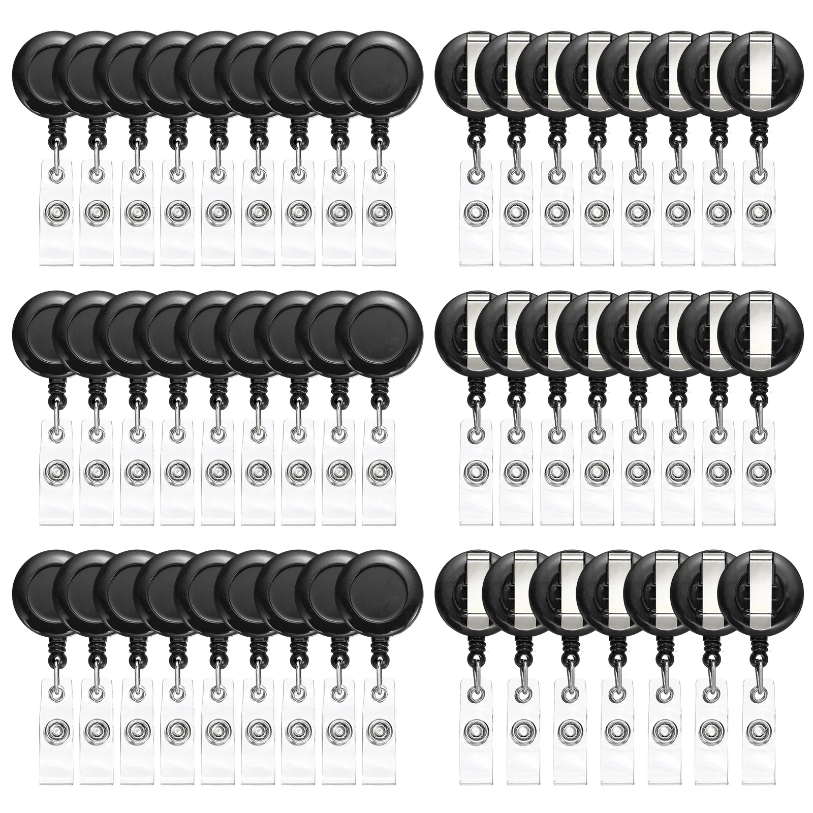 50Pcs Badge Reel Retractable Badge Holder Clip ID Card Holder Reel with Swivel Alligator Clips for Employees Office Supplies